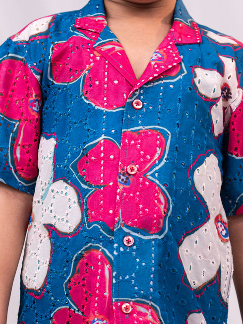 Boy's' Blue Ethnic Shirt